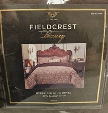 NEW Fieldcrest Luxury KING Duvet 110x96 100% Supima Cotton Brown Jacquard NOS  picture