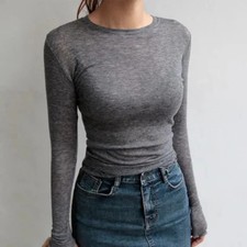 High Quality Plain T Shirt Women Cotton Elastic Basic T-shirts Female Casual Top picture
