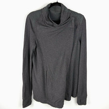 Lululemon Coast Wrap Cardigan Jacket Sz 8 Heathered Mod Black Gray Drape picture
