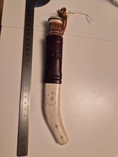 Handmade Nordic Puukko Knife - Genuine Reindeer Antler & Curly Birch, Brusletto picture