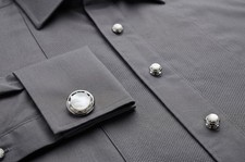 New Real MOP Mother of Pearl Silver Plated Cuff links studs USA Quality picture