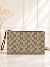 Authentic Gucci GG Supreme Canvas Wristlet Clutch Pouch Zip Bag picture