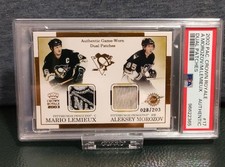 Mario Lemieux / Aleksey Morozov 2002 Pacific Crown Royale Dual Patches /203 PSA picture