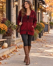L.L.Bean Women’s Fair Isle Lambswool Knit Hooded Full Zip Cardigan XXL Reg picture