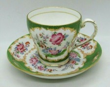 Vintage ABJ GRAFTON Bone China Demitasse TEA CUP & SAUCER, England, Floral picture