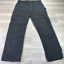 Carhartt Double Knee Carpenter Pants Mens 38x34 Black Canvas B01 Made USA picture