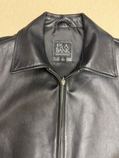 Jos. A. Bank Executive Collection Black Leather Full Zip Jacket Men’s L Regular picture