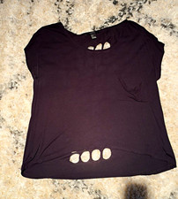 Forever 21 Black Short Sleeve Cutout Crop Tee picture