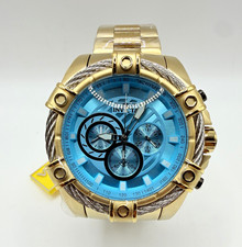 Invicta Bolt Valkir Mens 52mm Tiff Blue Dial Silver Roping Gold Band 30m  picture