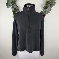 Athleta Seasoft 1/4 Zip Sweatshirt Womens M Charcoal Pullover Relaxed Cropped picture