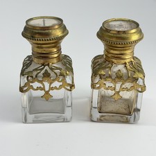 Pair Antique Grand Tour Perfume Bottles 19th C Gilt picture