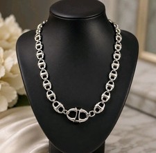 NWT Brighton Portofino Necklace Black Enamel Silver Tone Statement picture
