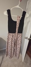 SHEIN Black Pink Polka Dot Ribbed Midi Sundress Square Neck Strappy S picture