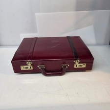 Vintage Burgundy Leather Combination Lock Attache Briefcase 17.5