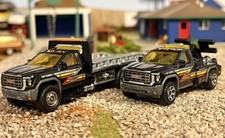 2 Custom 2024GMC Matchbox Wreckers 1 Flatbed Roll back & 1 Wheel Lift Truck picture