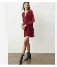Anthropologie Melody Velvet Tunic Dress Pockets Raspberry Red Fuchsia  XS Chic picture