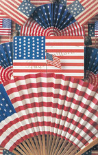 American Flag Fans Circa 1980's Patriotic Postcard picture