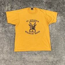 VTG St Ignatius Wildcat Band Shirt Mens XL Yellow Screen Stars Single Stitch 90s picture