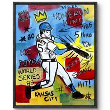 Original 11x14 Baseball Batter Royals  Expressionist Acrylic Canvas Signed Bold picture