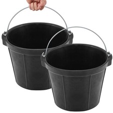 Sadnyy 2 Pcs Rubber Feeder Bucket, Quart Gallon 10.6 x 8.6 Inches, black picture