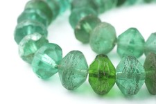 Green Vaseline Beads 16mm Ethiopia African Bicone Glass 26 Inch Strand Handmade picture