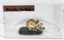 Brooke Tucker Floral Desk Clock Jadeite Base Dollhouse Miniature Scale 1:12 picture