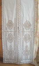 Pair of  antique French Richelieu hand embroidered Art Nouveau blinds picture