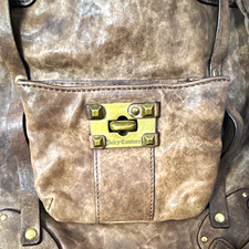VTG Y2K Juicy Couture Brown Leather “Lock it Want it” Hobo Shoulder Bag picture