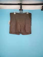 NEW Isabel Maternity Shorts Size Large Olive Green Full Panel Pull On picture