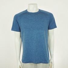 Lululemon Metal Vent Tech Training Tee Shirt Mens Medium Heather Blue Workout picture