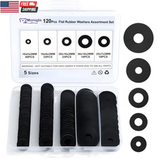 120Pcs Flat Rubber Washers Assortment Kit,16/18/20/25/30Mm Black Washer,Vibratio picture