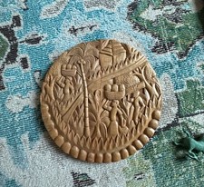 Vintage Hand Carved Wooden Wall Plaque Folk Art Scene picture
