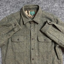 J Crew Brushed Wool Overshirt Men’s M 100% Wool Shacket Green Button Up Oarsman picture