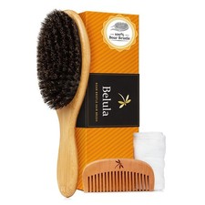 Belula 100% Boar Bristle Hair Brush Set Medium. Soft Natural Bristles for Thi... picture