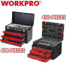 WORKPRO 450PC/408PC Mechanics Tool Set Socket Wrench Ratchet Heavy Duty Case Box picture