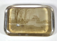 Antique Gettysburg Glass Photo Paperweight J M Warner Civil War Battlefield picture