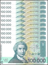 Croatia 100000 Dinara, 1993, P-27, UNC X 10 PCS picture