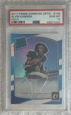 2017 Optic HOLO REFRACTOR - ALVIN KAMARA Rookie RC Card PSA 10 GEM MINT picture