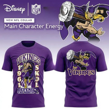 SALE HOT Minnesota Vikings x Disney Marvel Thor Fan Made Graphic T-Shirt picture