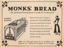 1971 MONKS BREAD PRINT AD/TIP TOP BAKERS/ABBEY OF THE GENESEE/White & Wheat picture