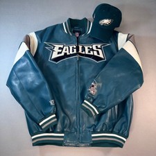 Official NFL Philadelphia Eagles Varsity Jacket (XL) & Vintage On-Field Hat Set picture