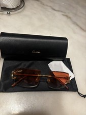 Cartier Big C Wire Sunglasses Diamond Cut Orange Lens 🍊 Gold Frame picture