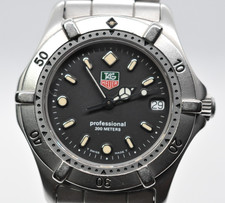 TAG HEUER Professional 2000 WE1210-R Black Quartz Diver Vintage Men's Watch JP picture