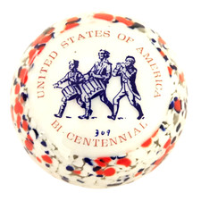 Vtg Hand Blown Glass Paperweight Confetti Signed Woods 1975-76 Fife & Drums Band picture