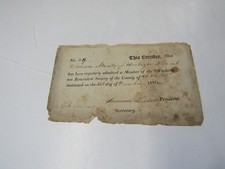 Burlington VT Washingtonian Benevolent Society Membership 1810 picture