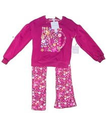 New With Tags Btween 2 Piece Outfit Matching Hair Band Girls Sz 7 Floral Red picture