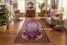 Vintage Semi Antique Runner Handmade Oriental Wool Area Rug 4 x 11 Vase Design picture