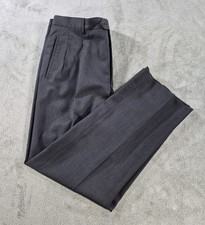 Manzini Men's Charcoal Dress Pants 100% Wool Super 120s Pleated Made Italy 36x31 picture