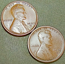 1919-s and 1929-s Lincoln cents / VG -F / Actual Coins pictured picture