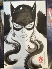 Mark Beachum Batgirl Original Ink Wash -- Stunning picture